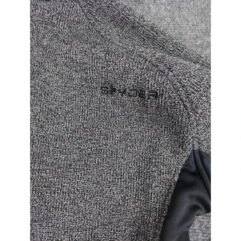 Spyder Pullover Sweater Mens Medium Gray Black Tech Mock Neck‎ Ski Knit Outdoor